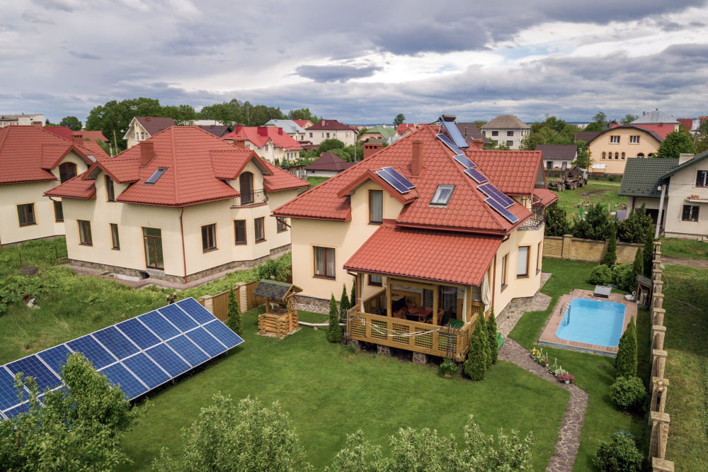house landscape solar panels