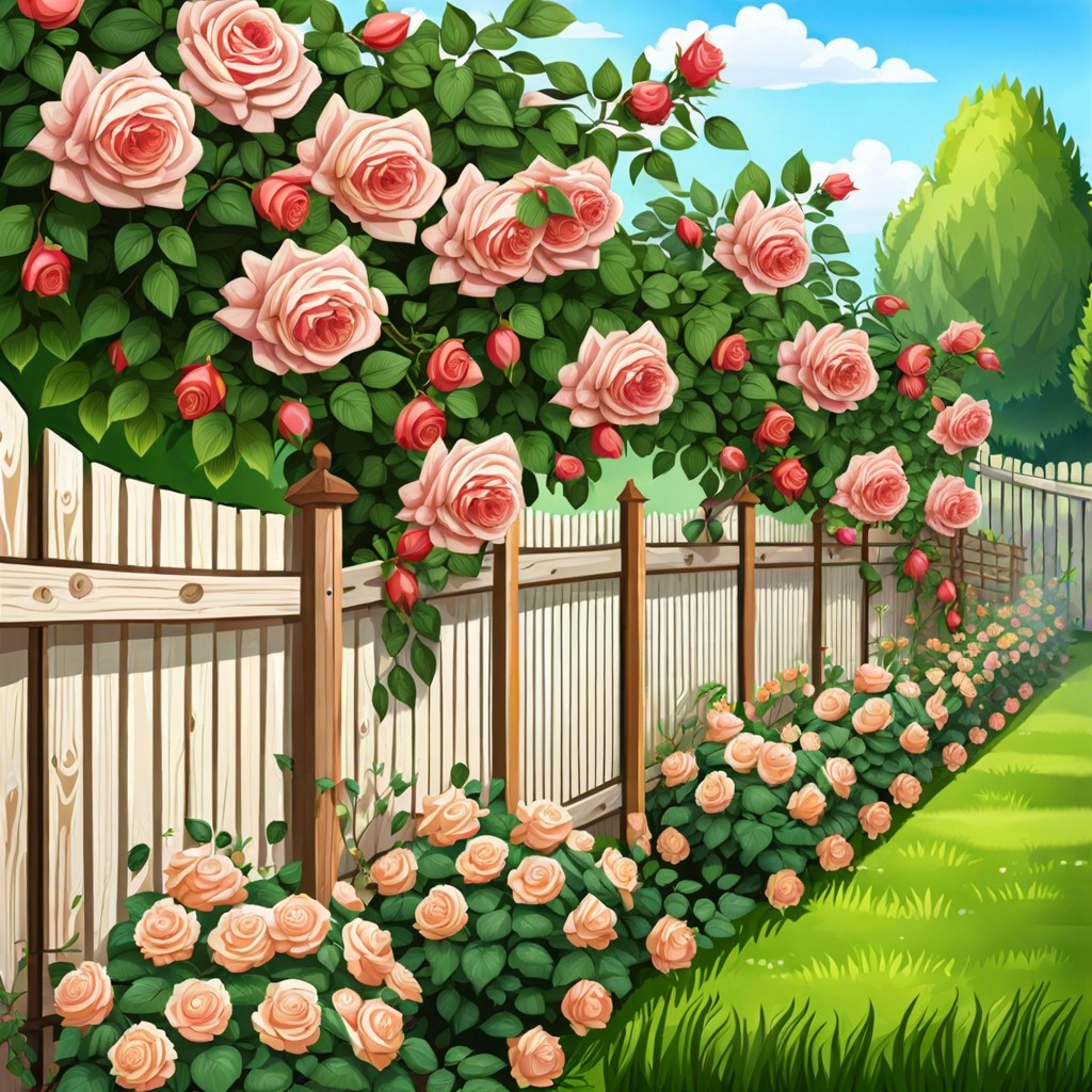 add trellises with climbing roses for height