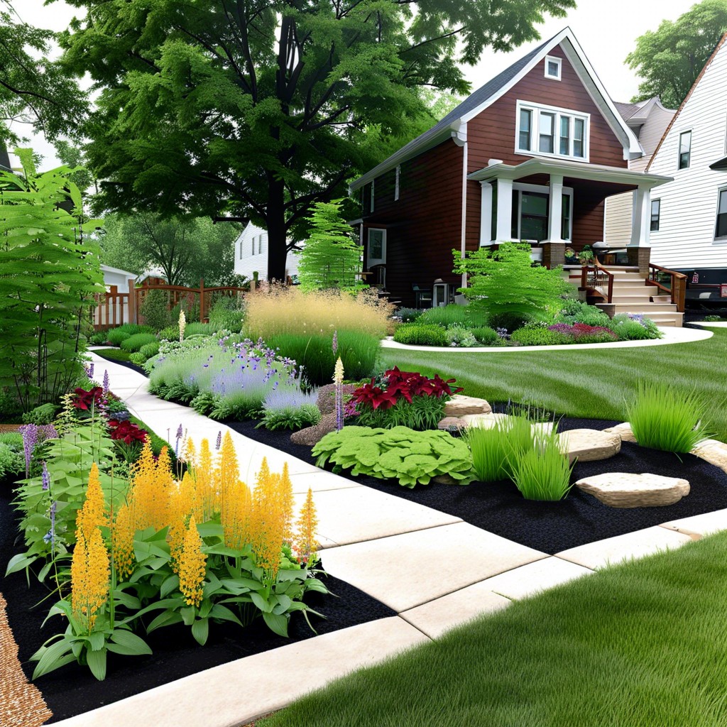 arrange a rain garden feature