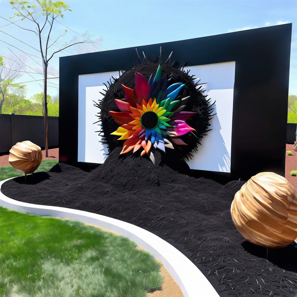 black mulch base for outdoor art installations