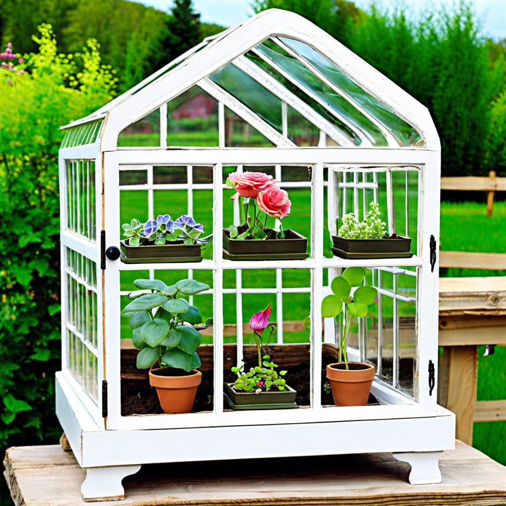 construct a mini greenhouse with old windows