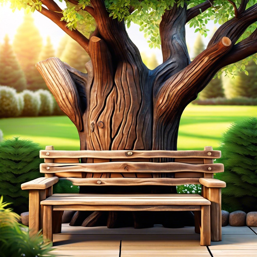 construct a rustic tree bench