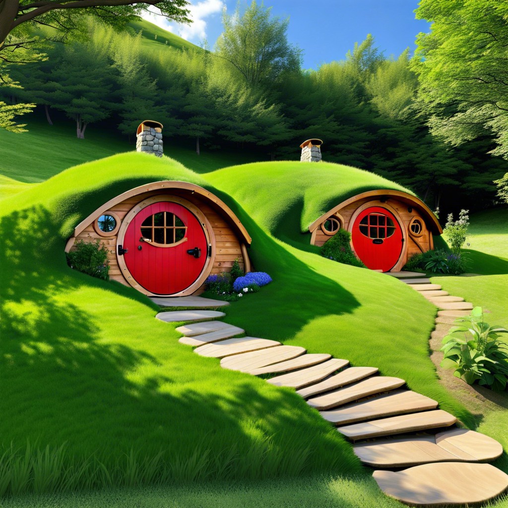 construct hillside hobbit style homes for children or creativity spaces