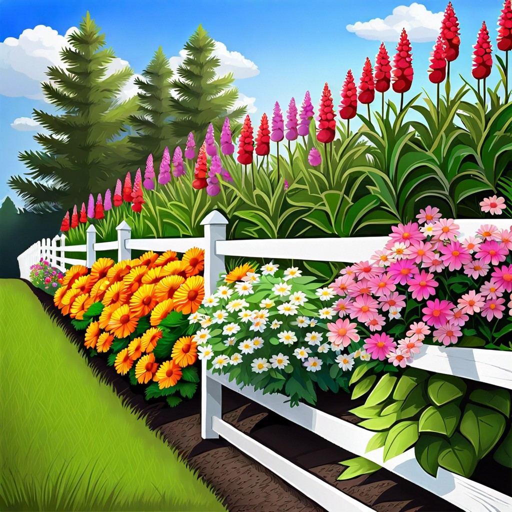 create a colorful mosaic with varied flower heights