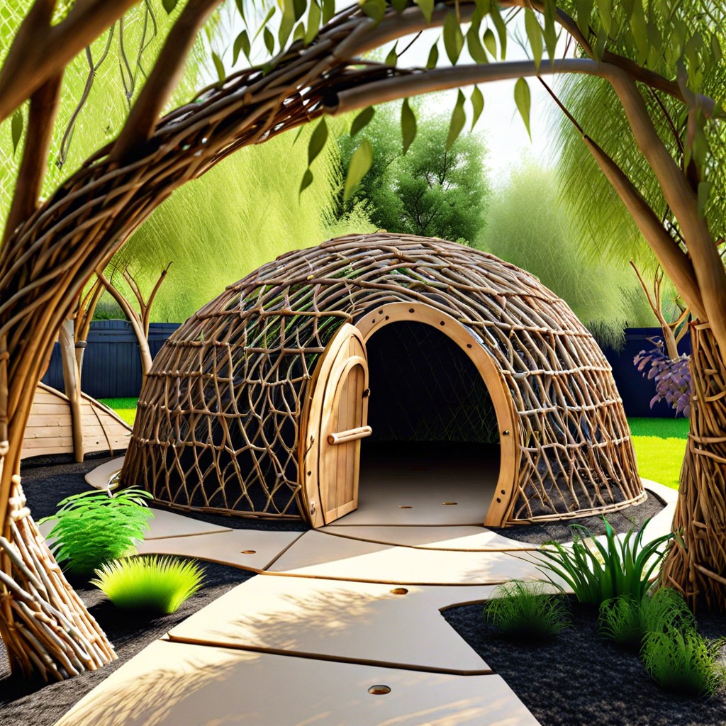 create a living play area with tunnels and domes from willow branches