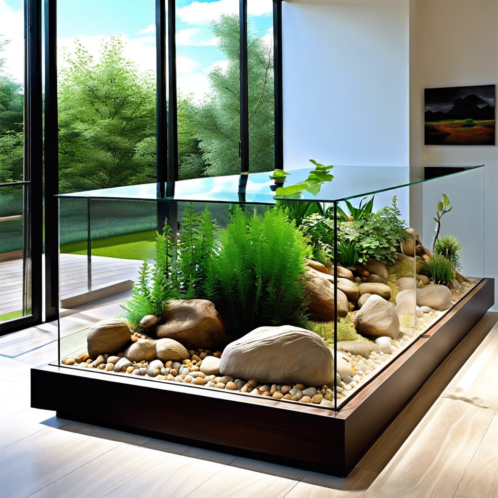 create a root viewing area with glass panels