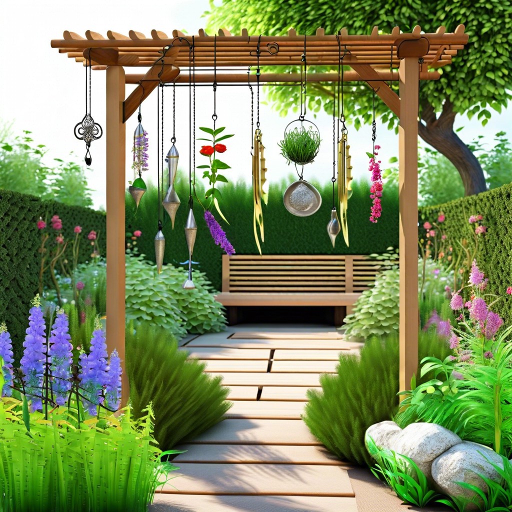 create a sensory garden with aromatic plants and wind chimes