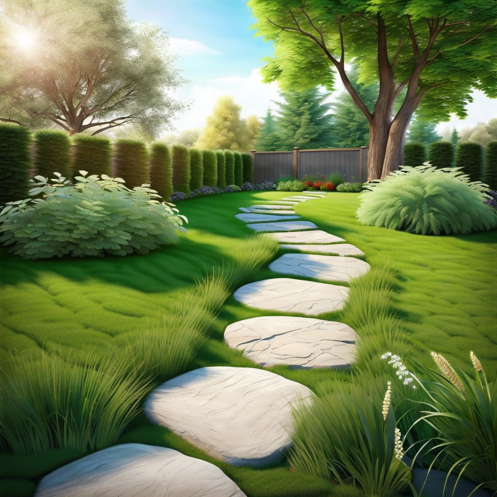 create a stepping stone path to reduce lawn area and mowing