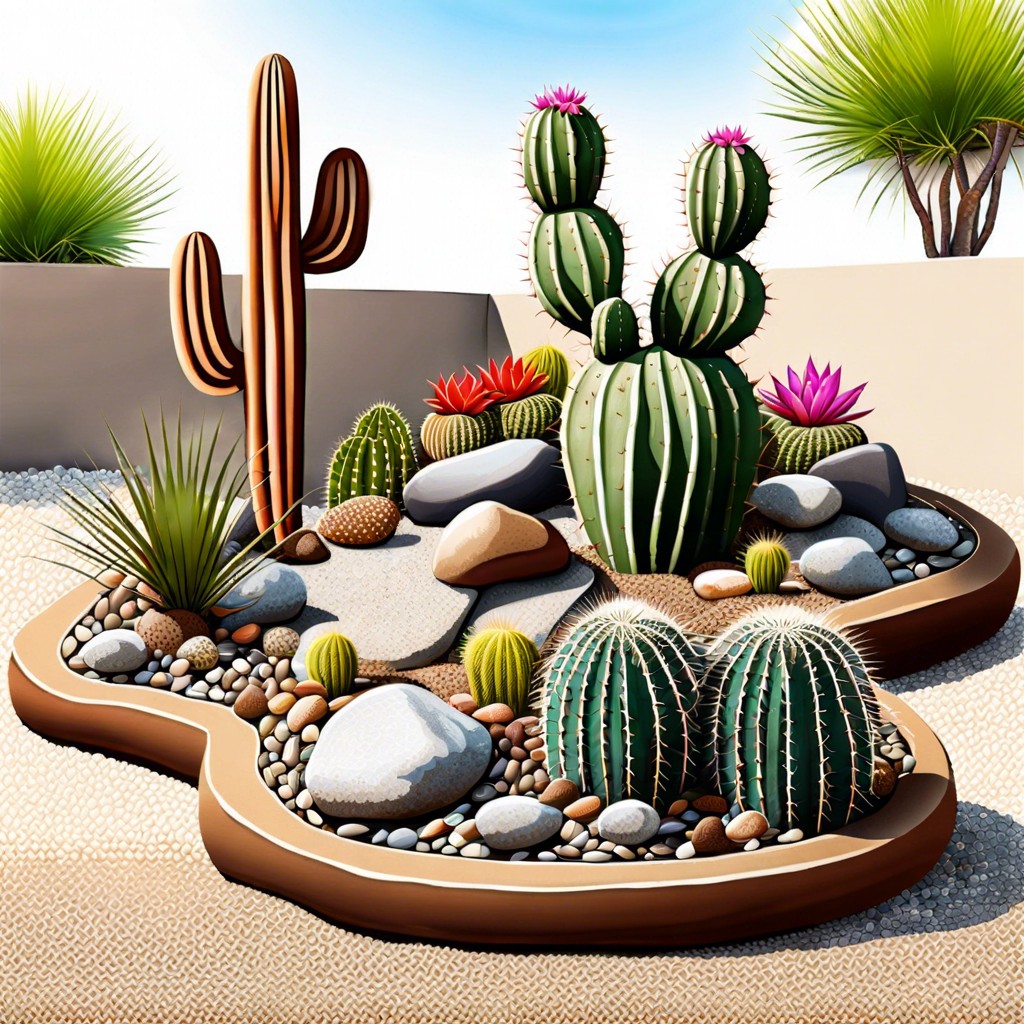 design a rock garden with cacti