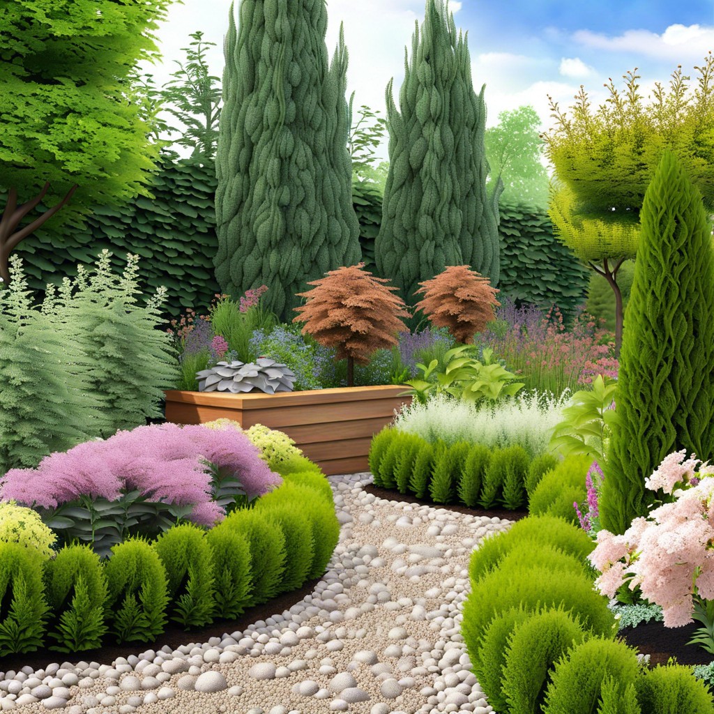 design a sensory garden with fragrant and textured companions for arborvitae