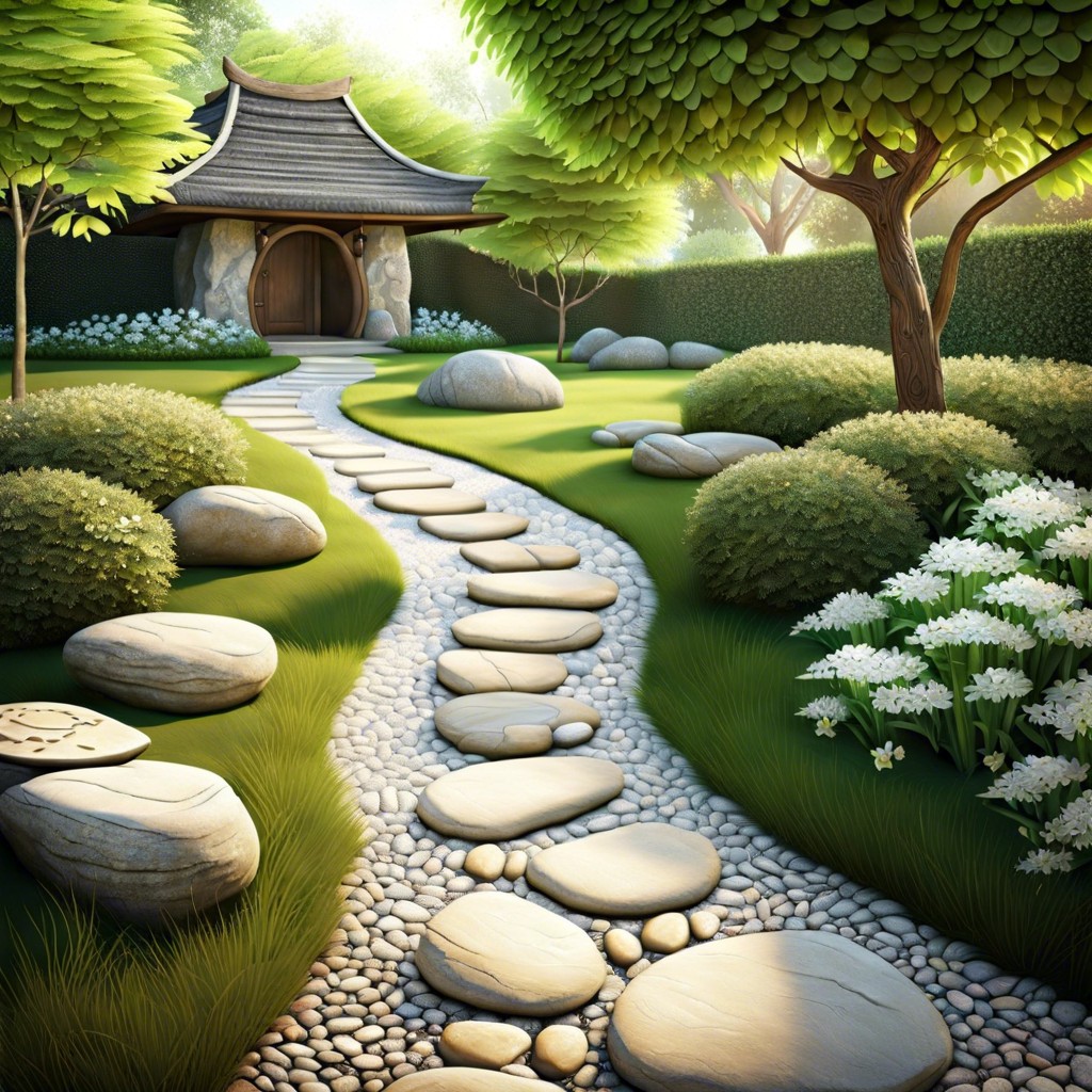 develop a reflexology walking path with different textured stones