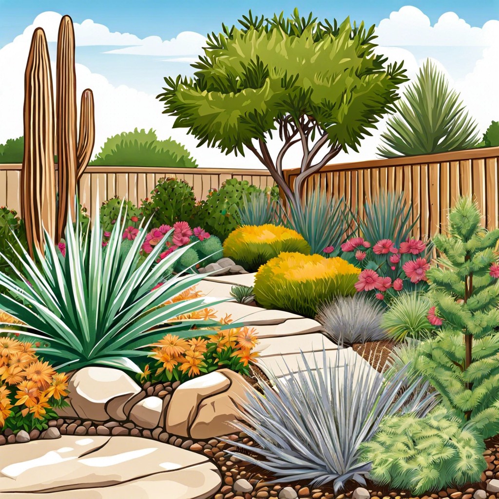 develop a xeriscape with drought resistant shrubs