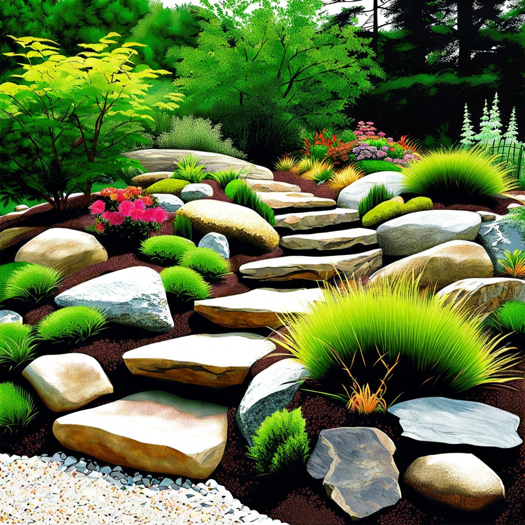 diy hillside rock patterns and accents