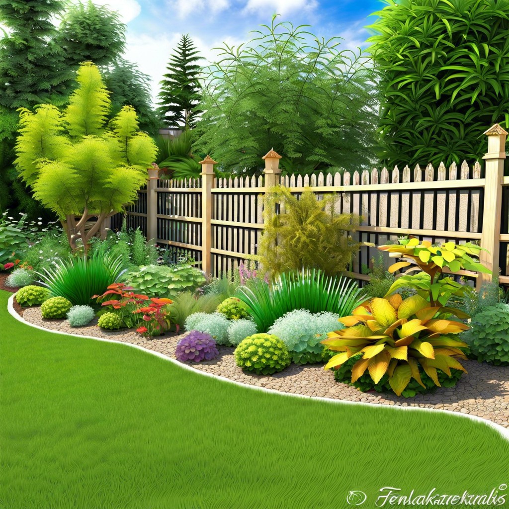 establish a series of small themed gardens along the fence