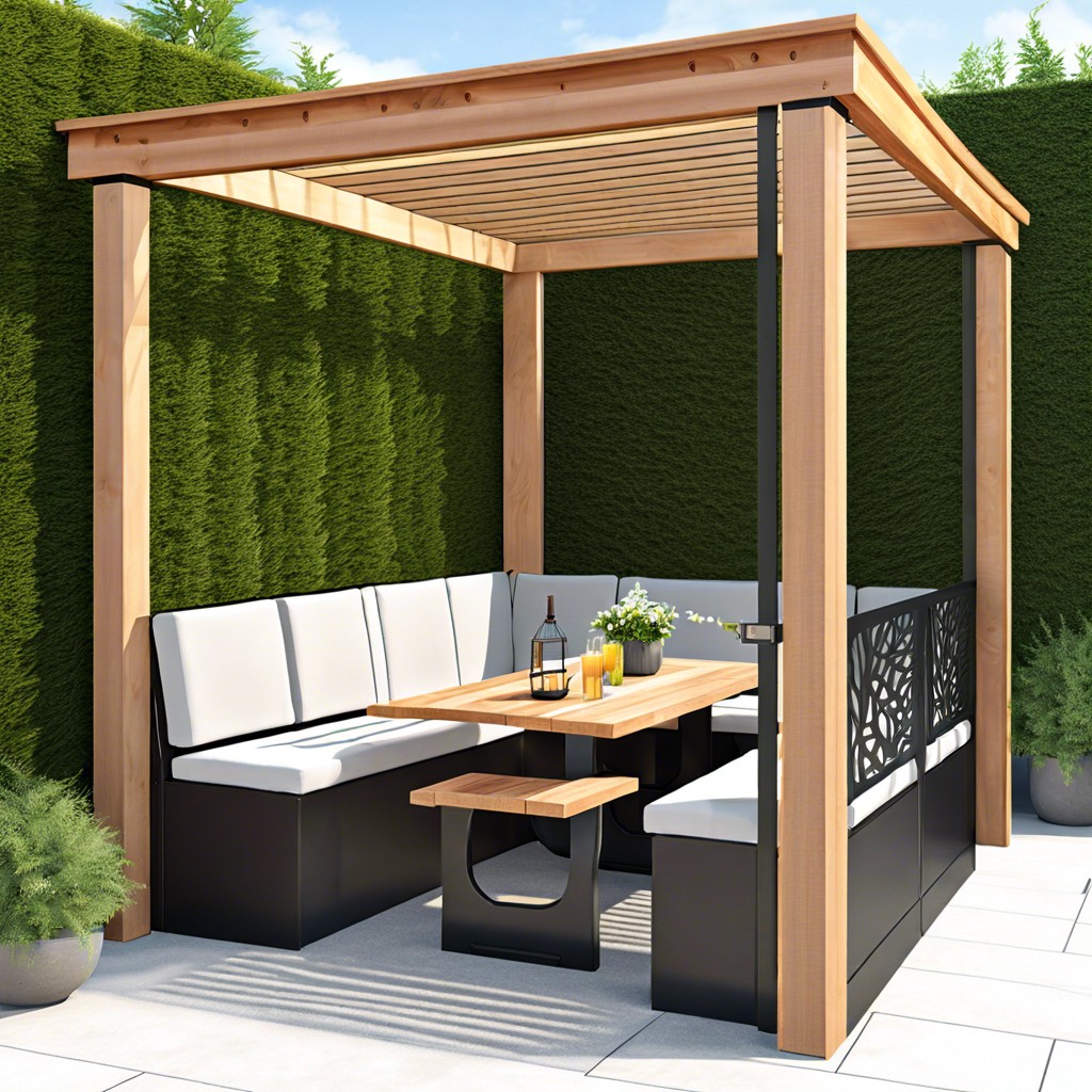 frame an outdoor seating area with arborvitae for seclusion