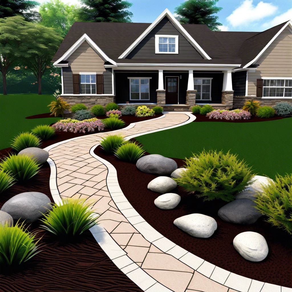 geometric mulch and stone sections