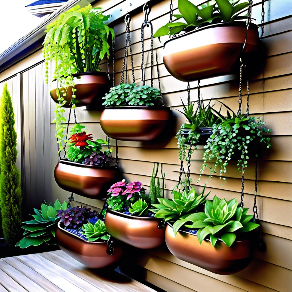 hanging gardens with tiered planter systems