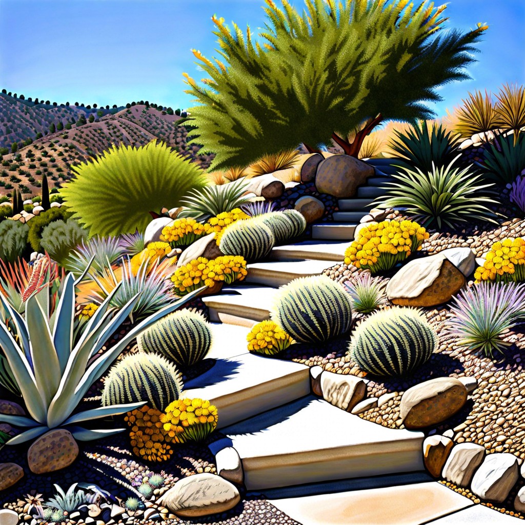 implement drought tolerant xeriscaping on slopes