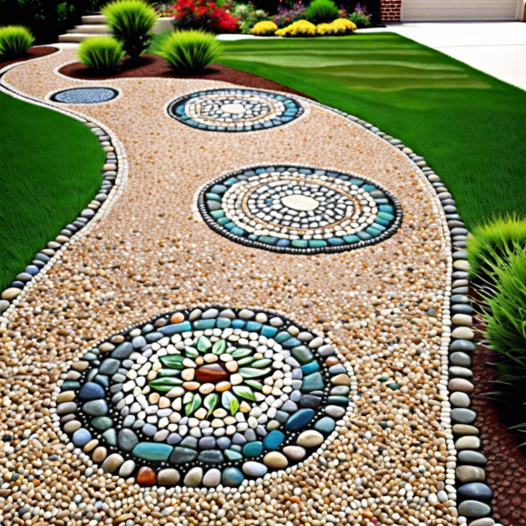 incorporate a mosaic pebble path