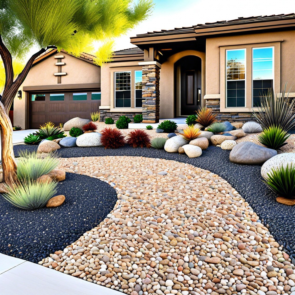 incorporate decorative gravel and stone for water wise design