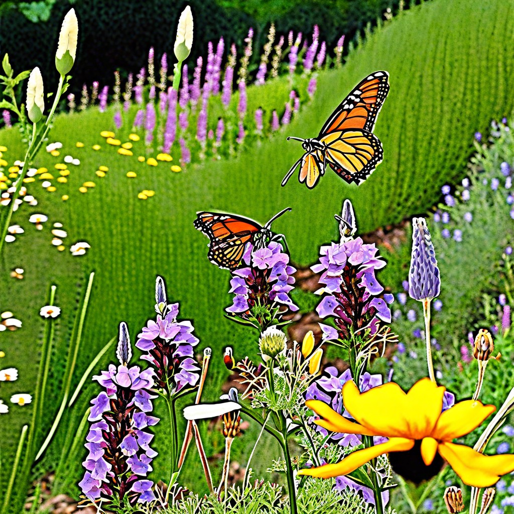 inexpensive hillside pollinator garden with native flowers