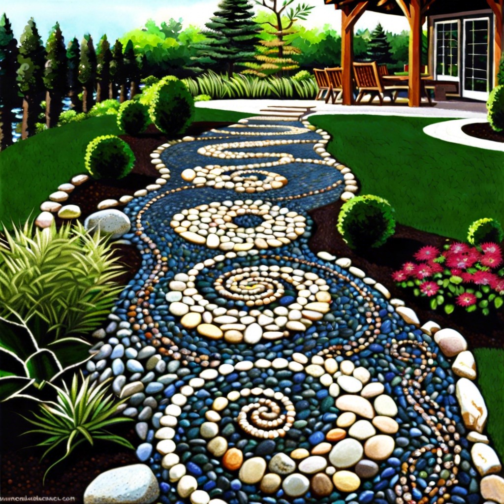 inlaid river rock garden art
