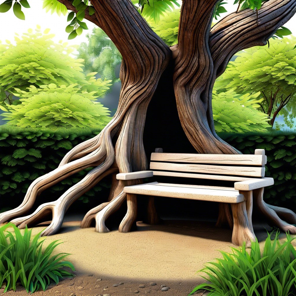 install a rustic tree bench