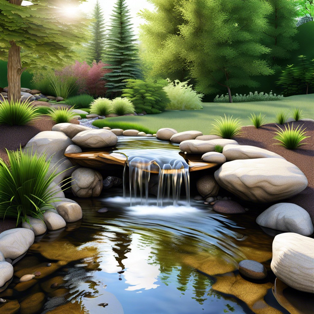 install a stream or water feature for a tranquil ambiance