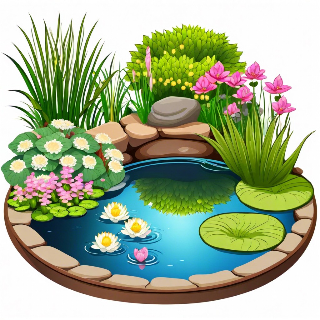 integrate a small pond or water feature for aquatic plants