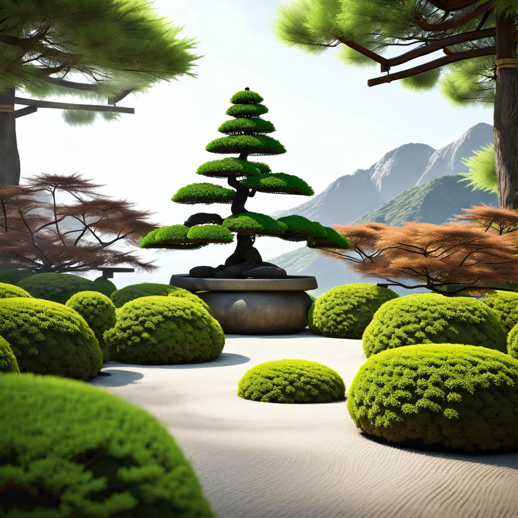 integrate arborvitae into a japanese zen garden setup