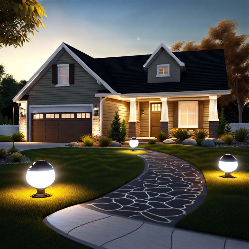 line paths with solar lights