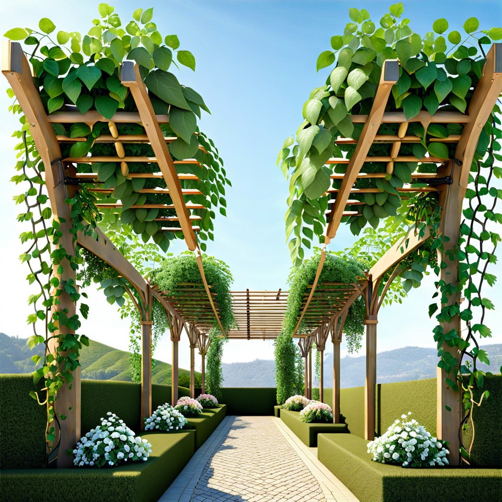 maximize vertical space with climbing vines on trellises