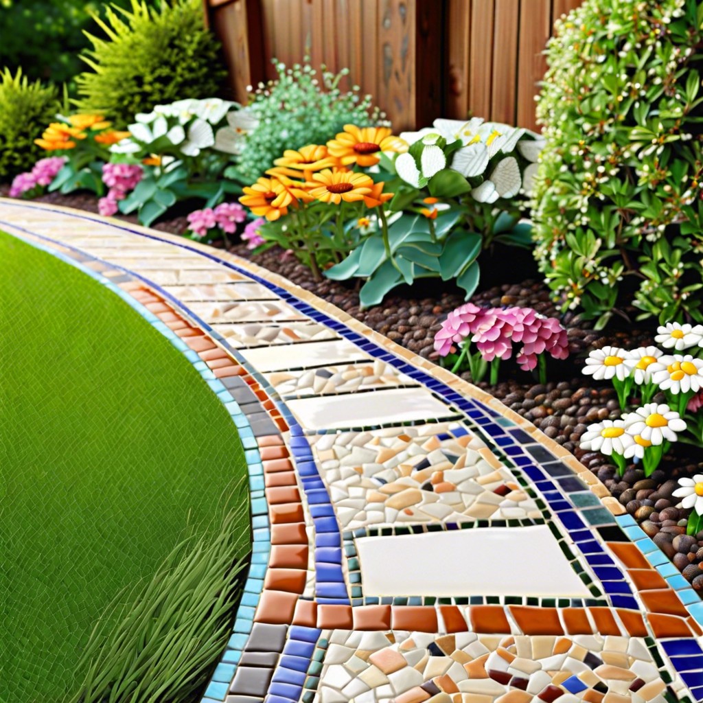 mosaic tile inlay edging