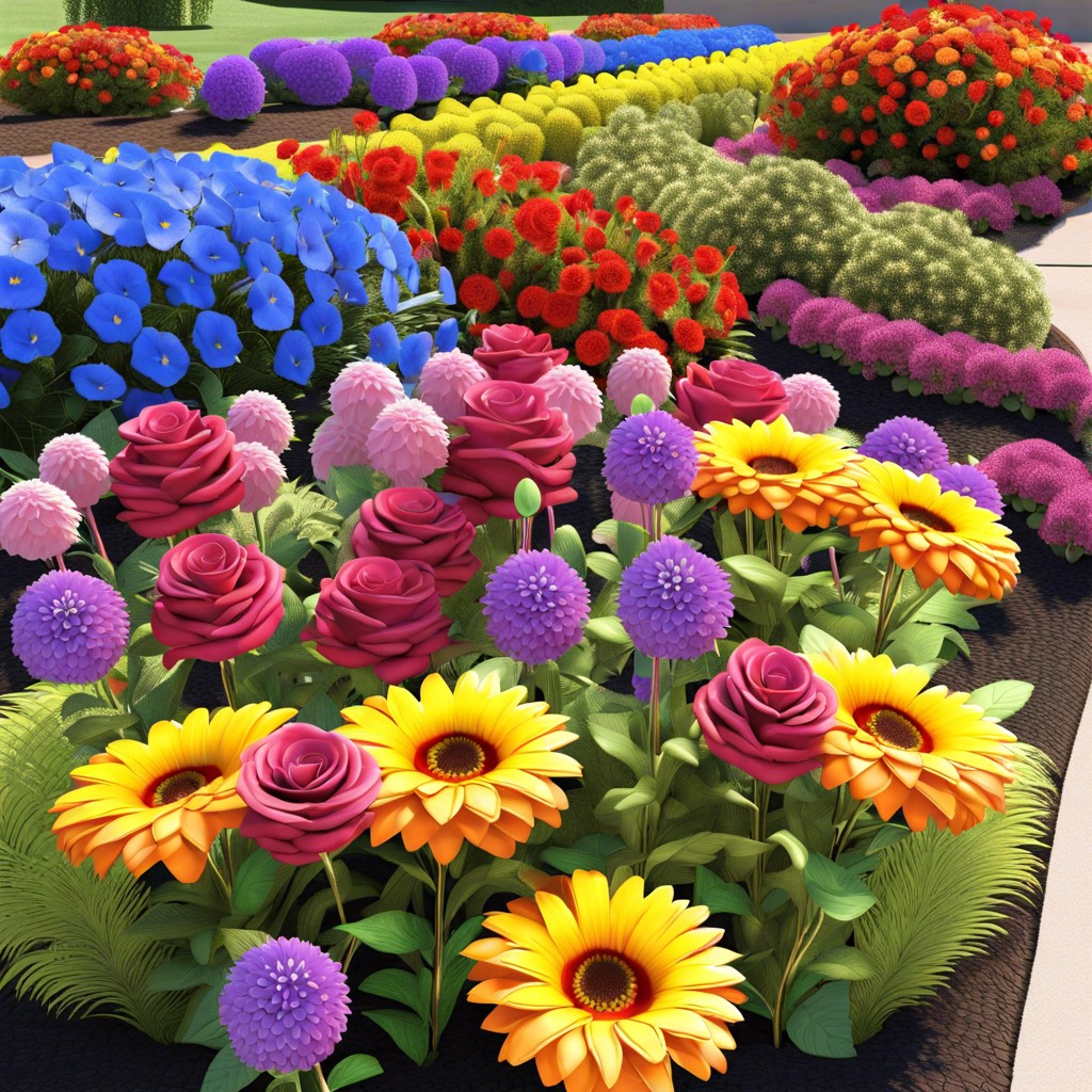 plant a rainbow themed flower bed with colors in roygbiv order