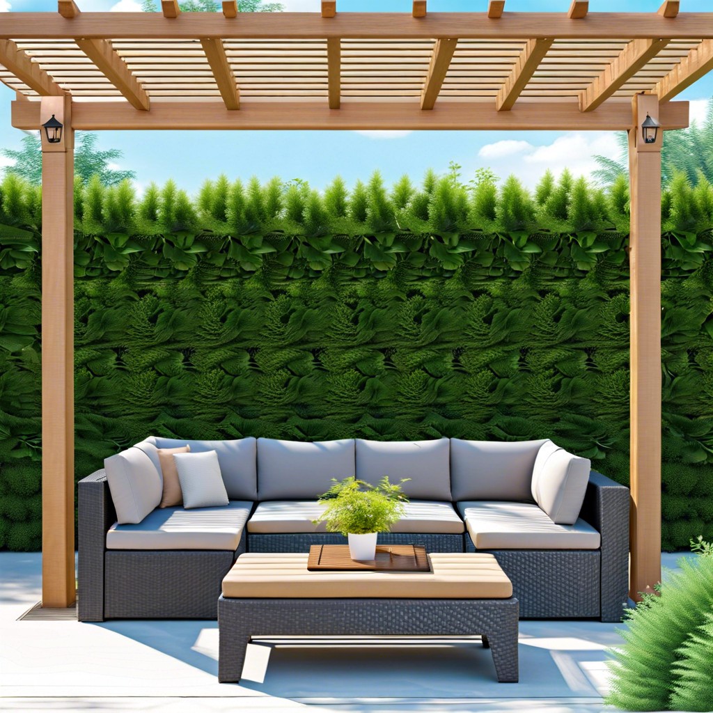 plant arborvitae in strategic locations to provide shade in seating areas during summer