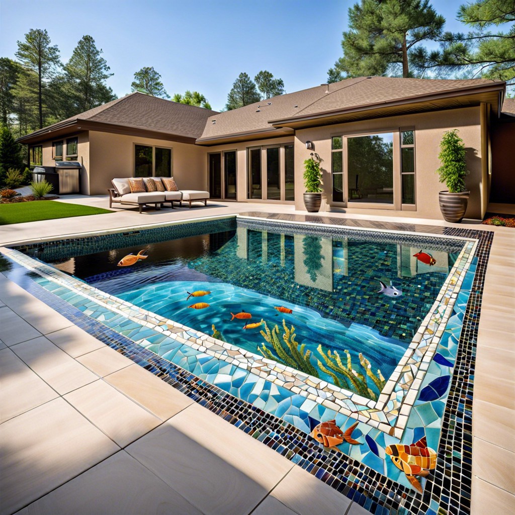 pool with a mosaic tile artwork