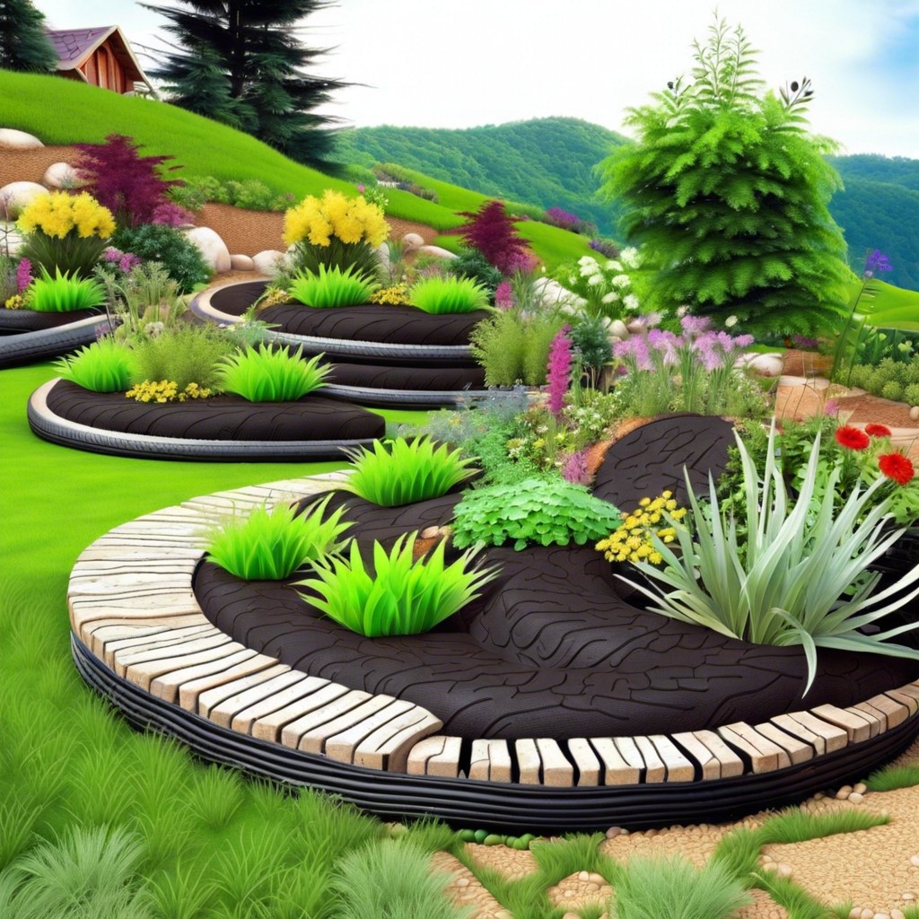 recycled tire terracing for slopes