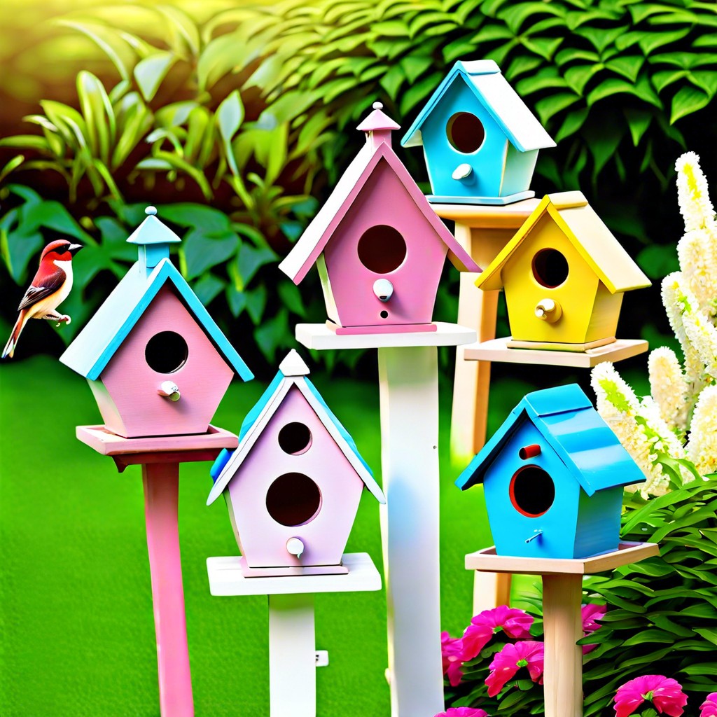 set up a collection of birdhouses for a birdwatching haven