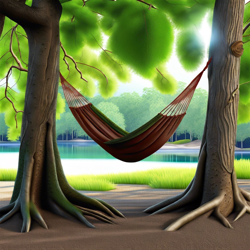 set up a hammock between trees with exposed roots