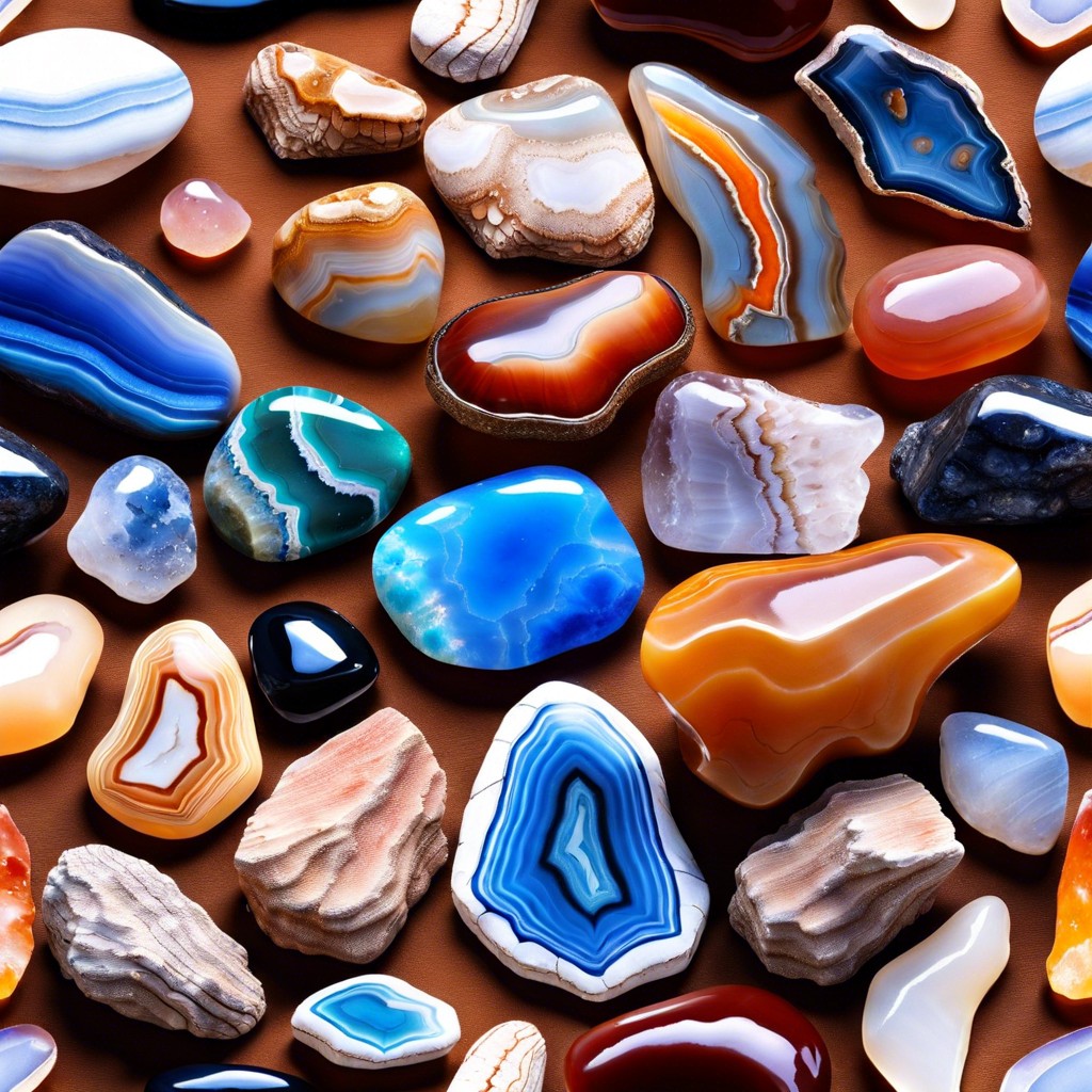 showcase a collection of colorful agates