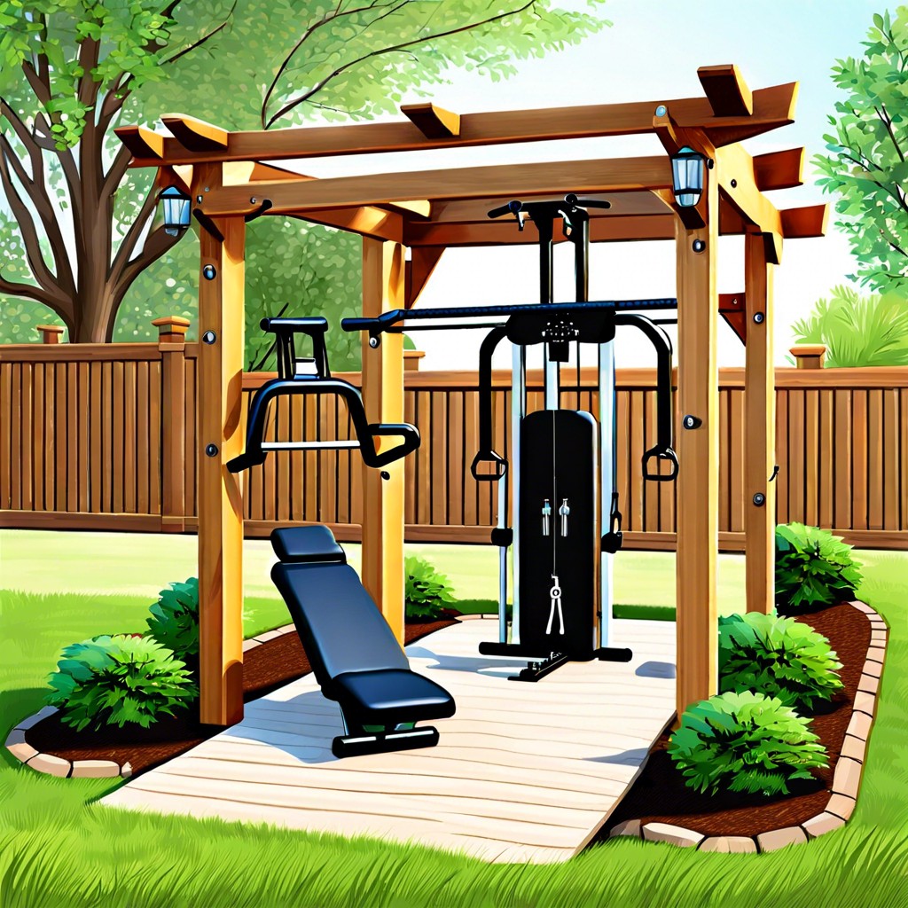 side yard fitness trail with exercise stations