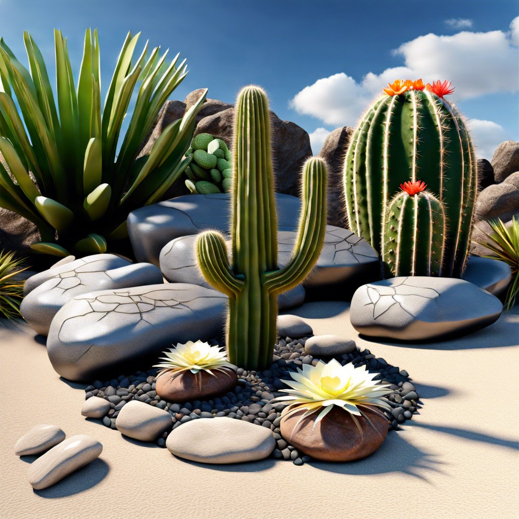 stone gardens zen rock and cacti arrangements