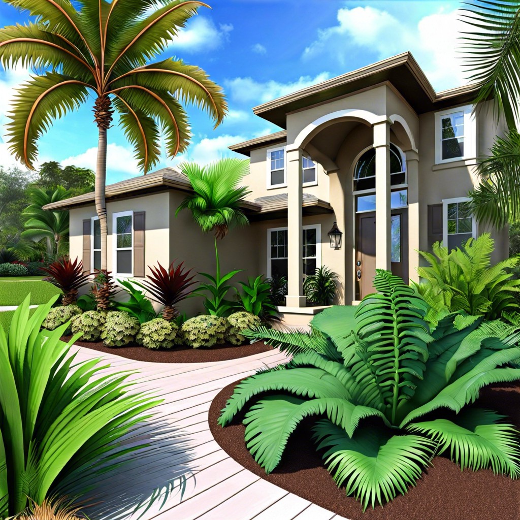 tropical texture utilizing palms and ferns