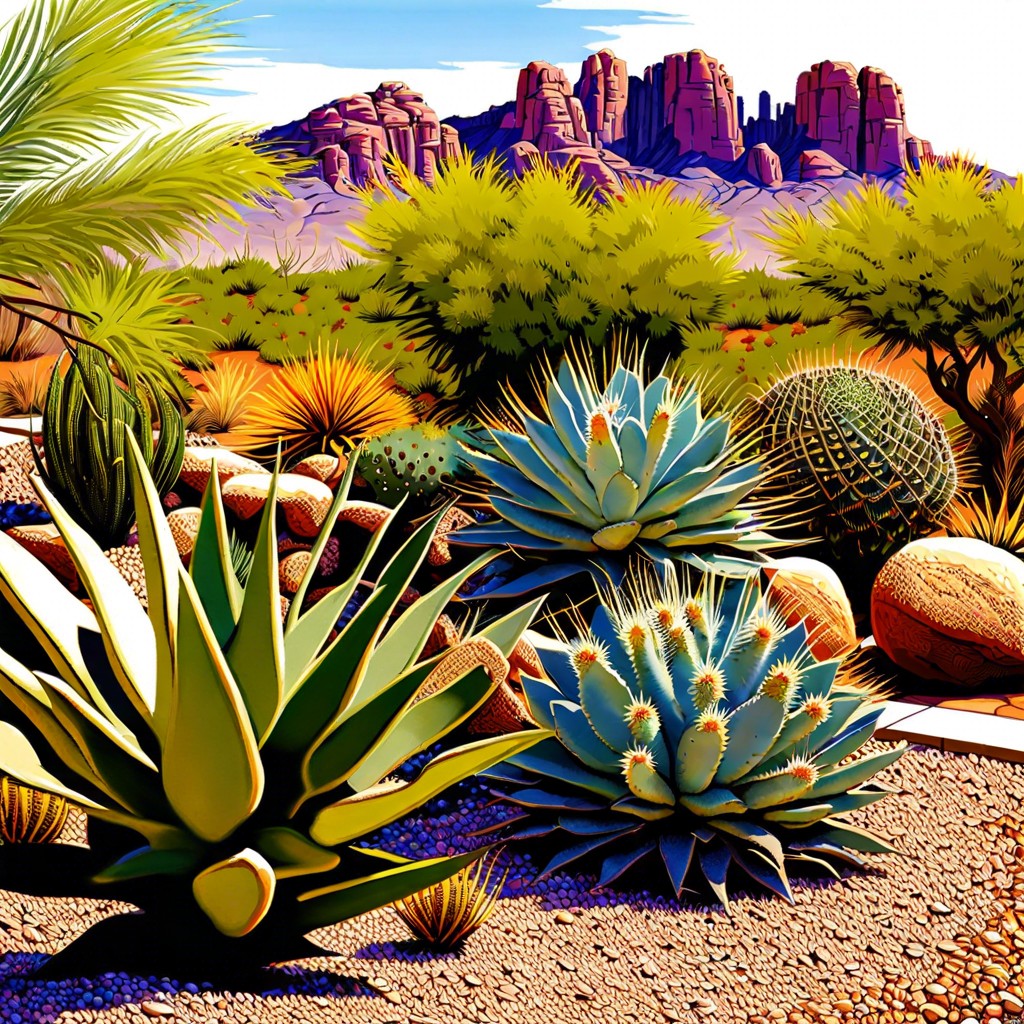 utilize native desert plants for a low maintenance yard