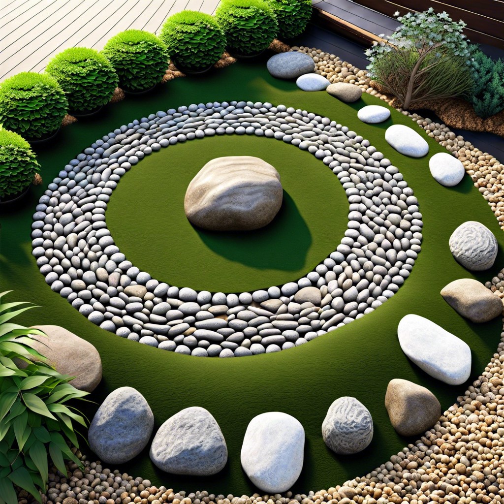 zen rock garden with circle patterns