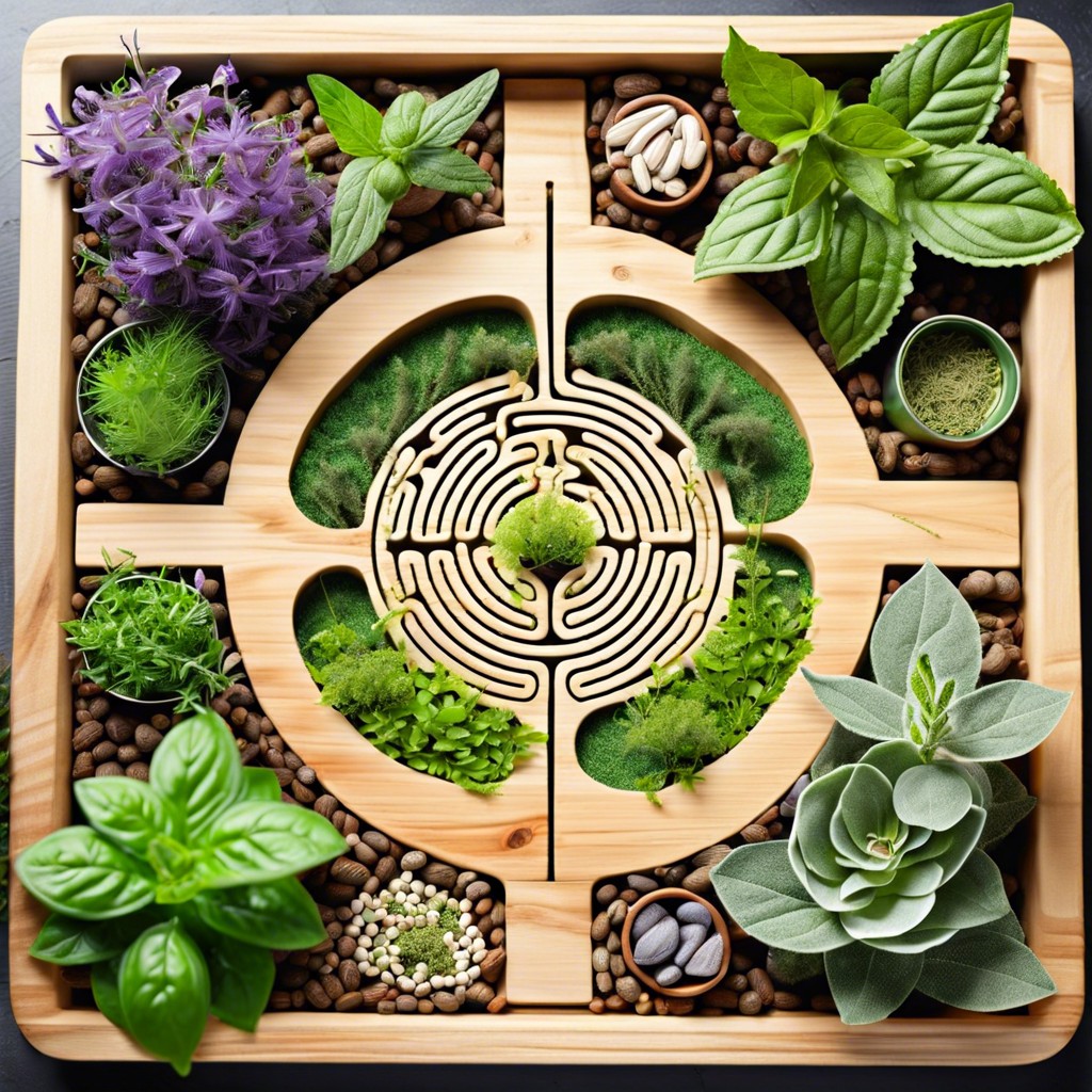 aromatic herb labyrinth for meditation