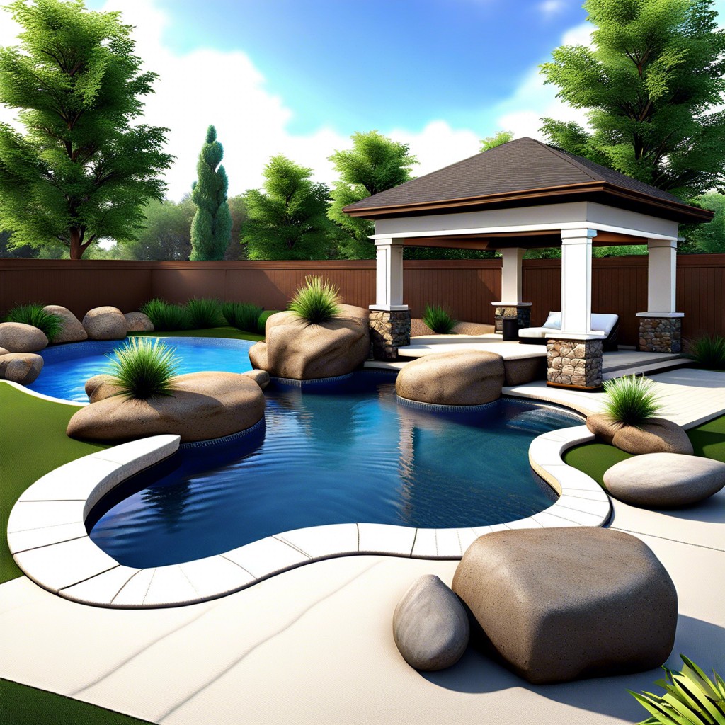 boulder borders place large boulders strategically around the pool for a rugged look