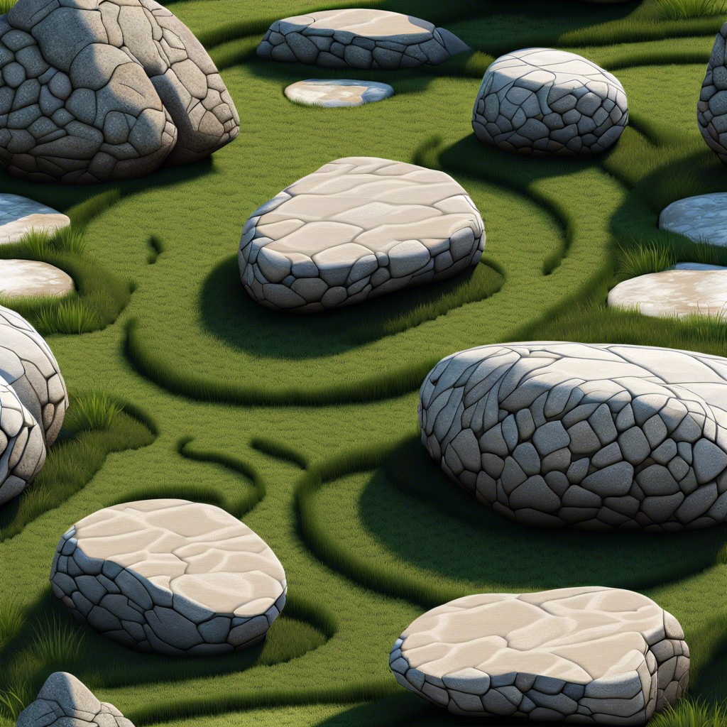 boulders arranged in a spiral pattern for meditation or focal point