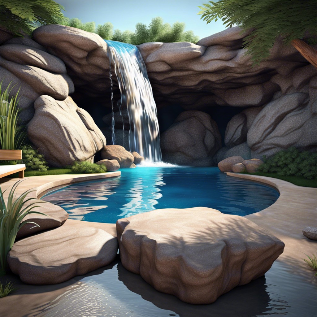 cave escape construct a rocky cave like waterfall that spills into the pool