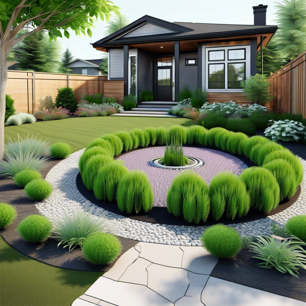 circular herb garden with aromatic plants